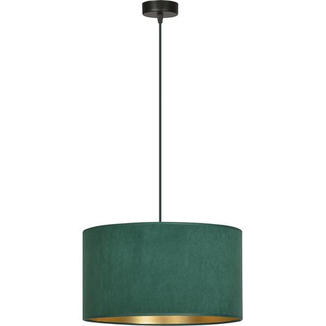 Sospensione 1 Luce Hilde In Acciaio Nero E Paralume In Tessuto Verde (1/5)