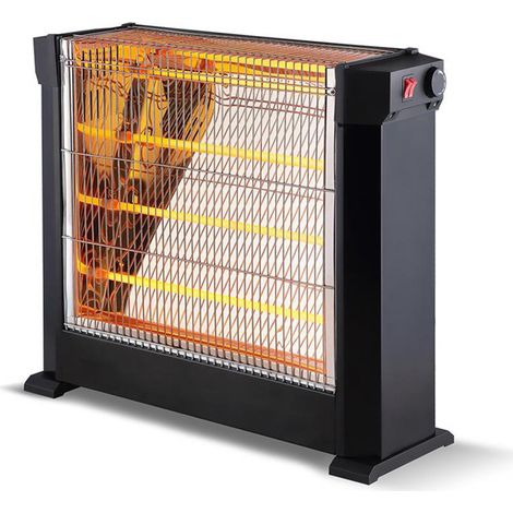 Estufa Cuarzo Eléctrica 4 Elementos Infrarrojos Potencia Regulable 2200W.  Color: Negro