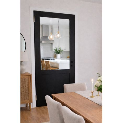 Blocco porta officina nero senza montante H204 x L83 Tabella delle dimensioni spingendo a destra