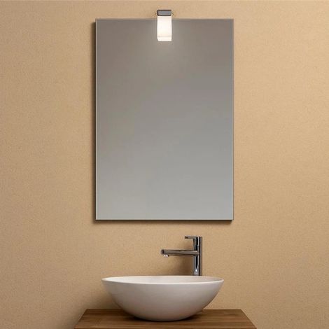 Exagonshop Specchio bagno 45x65 con Lampada a bicchiere e telaio