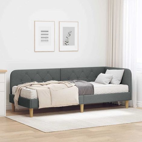 Eckbettgestell Dunkelgrau 80 x 200 cm Stoff