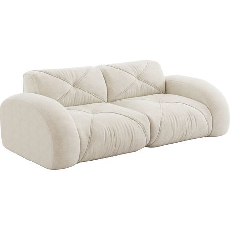 Canapé 2 places modulable sans armature en tissu chenille, mousse haute densité 32D, design antidérapant, sans montage, beige clair - CHICFURN (1/5)