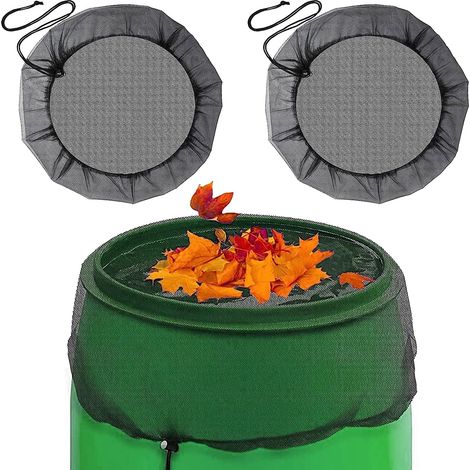 Rain Barrel Net, 2 Pack Adjustable Rain Barrel Guards, Rain Barrel Covers with Adjustable Drawstring, Suitable for Outdoor Use (1/5)