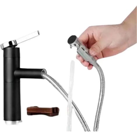 Robinet de Lavabo avec Douchette Extractible Laiton Sanitaire (1/3)
