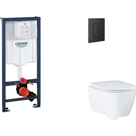 Grohe Rapid SL - Set bâti-support, cuvette, abattant SoftClose et plaque de déclenchement Even, phantom black SANI11BB5122 (1/5)