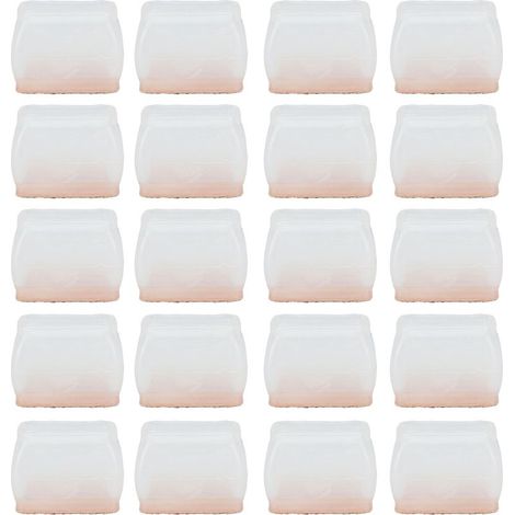 【Protecteurs de Pieds de Chaise】 Upgraded 20Pcs Couvre-Pieds avec Felt TPR pour Sol Bois Transparent Anti-Bruit Rectangle L (1/5)