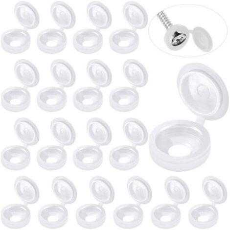 royaluxe-Lot de 100 cache-vis à charnière en plastique – Couleur blanche – Pour vis de 4 mm – Installation rapide et esthétique (1/5)