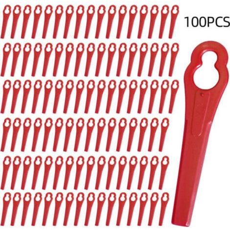 100 Pcs Lames en Plastique de Rechange, Lame Coupe Bordure Tondeuse à Gazon en Plastique Lames pour Jardin et Pelouse Coupe Bordures (Rouge) (1/5)