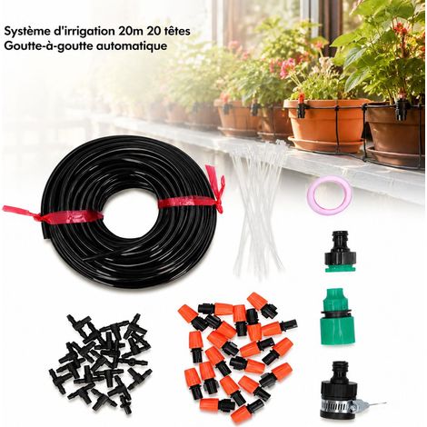 Toivize-Système d'irrigation 20m 20 têtes - Goutte-à-goutte automatique - Kit arrosage jardin balcon - Tuyau 4/7mm ABS durable (1/4)