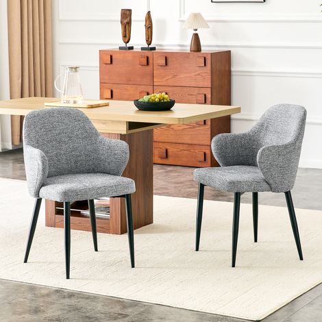 Sedia da pranzo in tessuto grigio, altezza 83 cm, set da 2 HAVRYA (1/5)