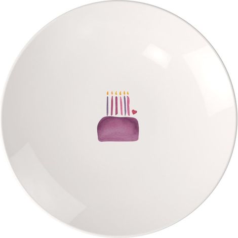 assiette à dessert/pour le petit-déjeuner Happy Birthday, porcelaine, assiette à gâteau, assiette à salade, résistant au lave-vaisselle et au four à micro-ondes