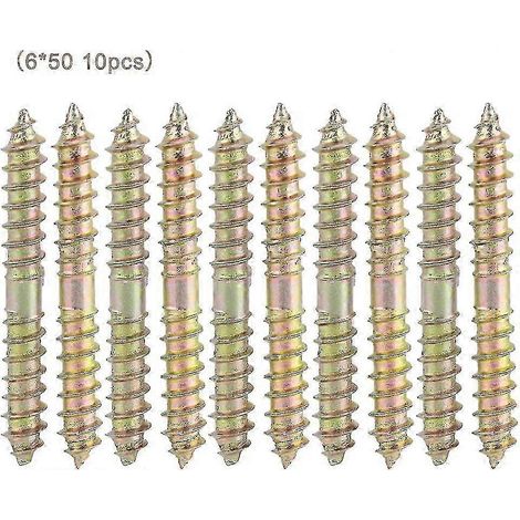 10 Stück doppelseitige Linsenkopfschrauben, Möbelverbinder, Bolzen, Stangen, 6 x 50 mm, Ausgabe 0619