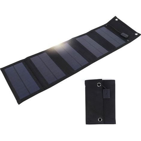 Cargador solar plegable de 15 W con puerto USB (5 V) e indicador de carga,resistente al agua (IP65),ideal para acampar