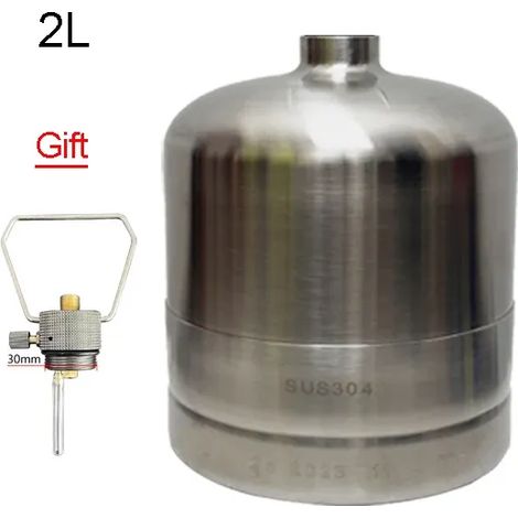 Bouteille de gaz gonflable en acier inoxydable pour le camping en plein air, adaptateur de remplissage pour réservoir de gaz à circulation, réchaud à gaz portable, combustible pour pique-nique et camp (1/5)