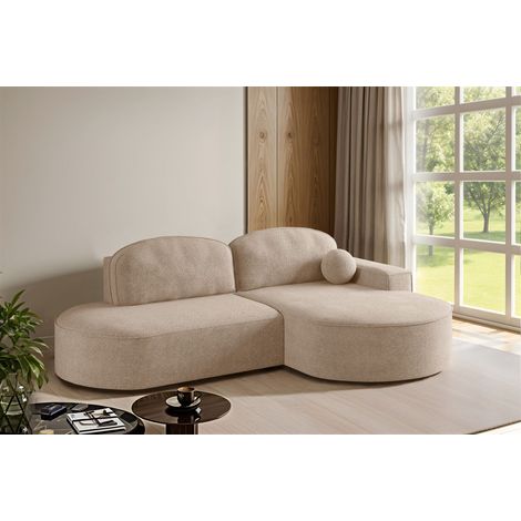Ecksofa Schlafsofa Sofa GIRONA Stoff Arena Sand Ottomane Rechts (1/5)