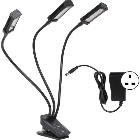 Lampe de croissance LED 360° réglable 3 têtes avec minuterie pour plantes d'intérieur, succulentes, 100-240V, prise UK noire (1/5)