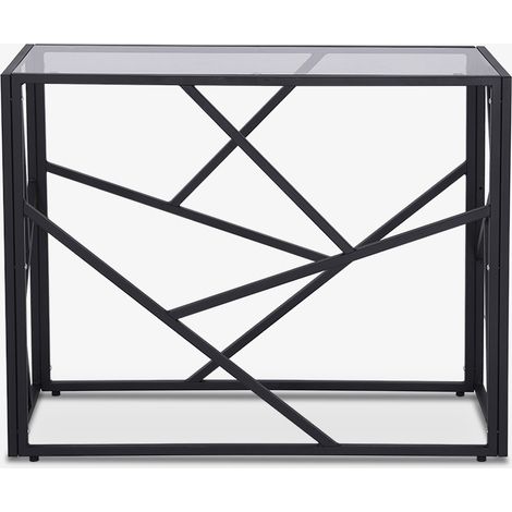 Consolle da ingresso design moderno 100x40x78cm con piano in vetro Kevin - Nero (1/5)