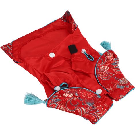 Vêtements pour chiens, style chinois Cheongsam, en satin, costume Tang pour chiens, chiots et chats. (1/5)