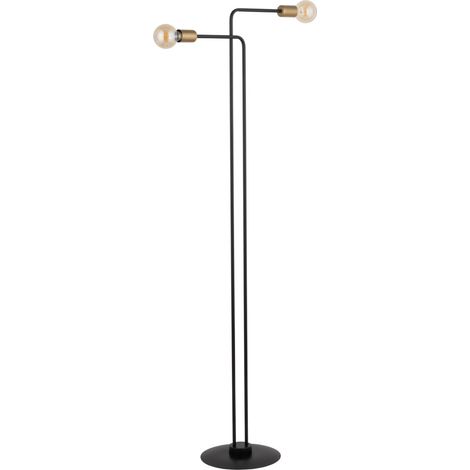 Lampadaire minimaliste noir or double 2xE27 15W Gino (1/2)