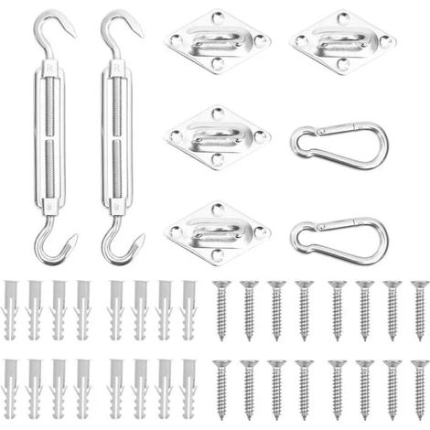 Ensemble de 8 accessoires pour voile d'ombrage, en acier inoxydable (1/5)