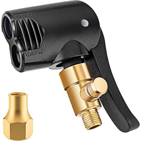 Embout de gonflage verrouillable Presta/Schrader pour pneu de vélo, double tête de pompe avec raccord rapide 1/4" F-NPT pour gonfleur de pneu, adaptateur de valve Presta/Schrader