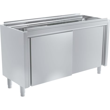 Meuble Inox avec Portes Coulissantes pour Plan de Travail avec Bac - Gamme 600 - Distform