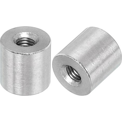 10pcs M5 Rond Connecteur Écrous, 304 Inox Acier Accouplement Écrou 12mm/0.5" Longueur Manchon Tige Barre Goujon Écrou pour Support, M5x12x12mm (1/5)