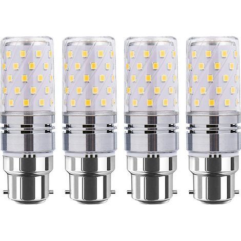 Ampoules LED B22 type maïs, 12 W, lot de 4, équivalent à une ampoule à incandescence de 100 W, 4000 K, AC85-265 V. Culot à baïonnette B22. (1/5)