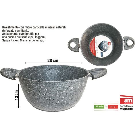 Pentola Casseruola antiaderente Cuore di pietra 28 cm Accademia Mugnano