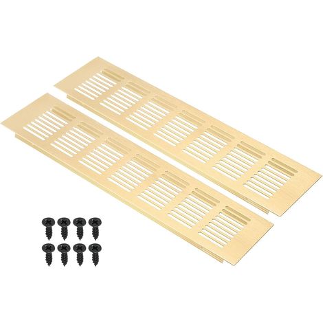 Grille De Ventilation Rectangulaire 12x3 Pouces Dorée 2 Pièces  En Aluminium Avec Vis De Fixation, Pour Porte D'Armoire Et De Garde-Robe (1/5)