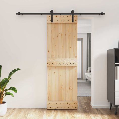 vidaXL Porta scorrevole Naturale e Nero 70 x 210 cm