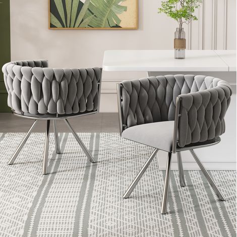 Sillas de comedor giratorias de terciopelo gris 59x54x72 cm, lote de 2 (1/5)