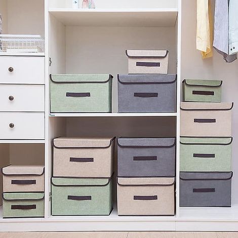 Boîtes de rangement pliables avec couvercle et poignée -