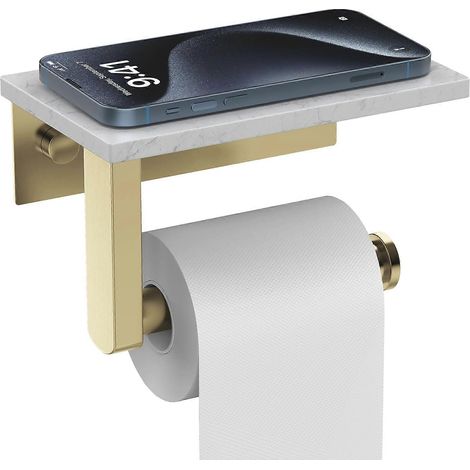 Porte-papier toilette mural en laiton bronze antique avec étagère pour téléphone, style européen (1/5)