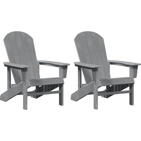 Chaises Adirondack 2 pcs,Chaise d'extérieur Gris clair 74x82x90 cm HDPE CFW692645 (1/5)