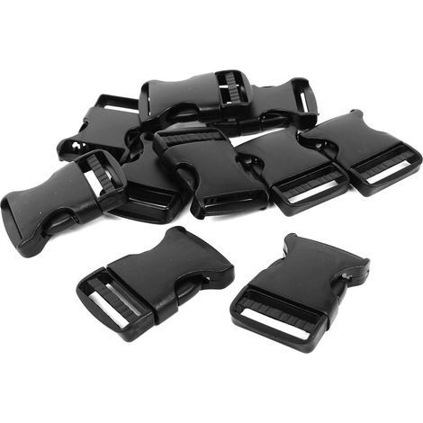 10x Boucle Attache Sangle en plastique 3 cm largeur bande ceinture latéral,Noir (1/5)