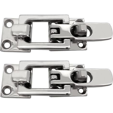 2 PCS Marine Grade Boat Door Hatch Anti Rattle Latches 316 Stainless Steel Lockable Hold Down Clamp Latches (1/4)