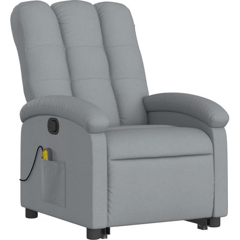 Poltrona relax TV funzione massaggio reclinabile sollevamento elettrico in tessuto grigio chiaro DEC026926