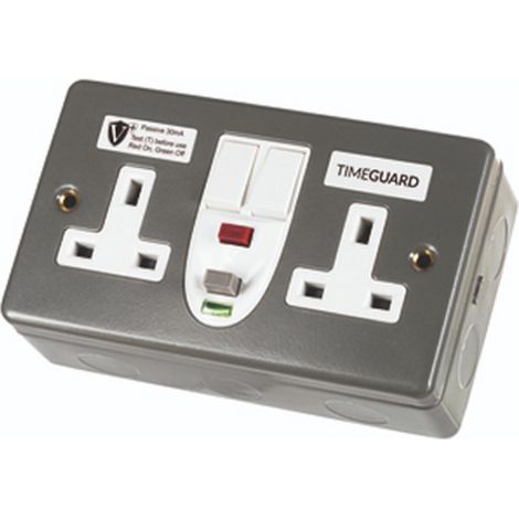 Timeguard Valiance+ RCD08MPVN RCD-Protected Double Gang Metal Switched Socket Passive