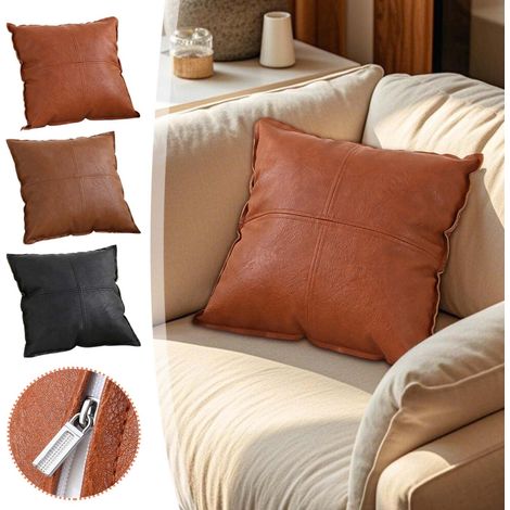 Taie d'oreiller en cuir Wzzjkit, 40 x 40 cm, amovible en une seconde, taie d'oreiller d'été fraîche et légère, adaptée à une utilisation en extérieur, à la décoration intérieure, aux canapés et aux ca