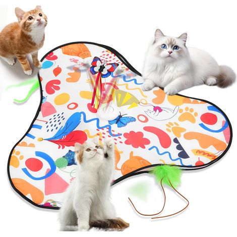 Giocattolo interattivo per gatti con 3 piume, ricaricabile, per interni, di grande capacità, con 3 suoni realistici di preda, automatico, per gattini e gatti adulti. (1/5)