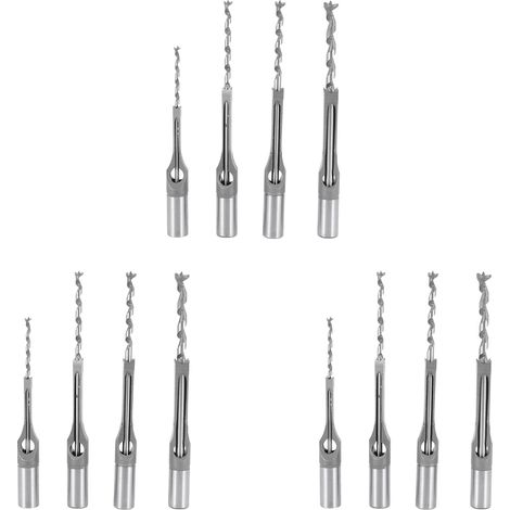 12 Pieces Ensemble de Forets A Trous Carres pour le Travail Du Bois et A Mortaiser en Bois de Scies A Bois avec Foret Helicoidal Outils (1/5)
