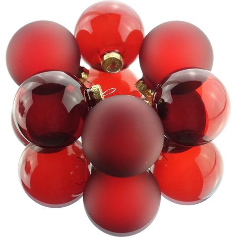 Christbaumkugeln Ox Blood dunkelrot transparent Ø 6 cm aus Glas - 6er Set (1/2)
