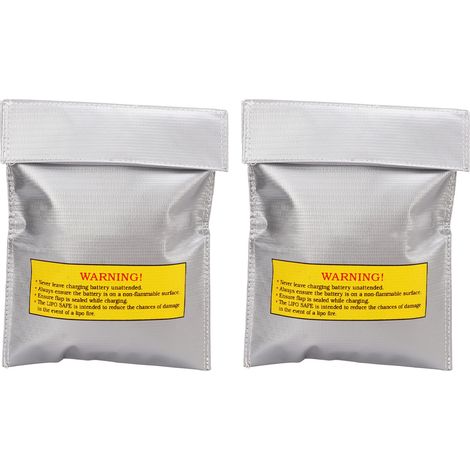 Lot de 2 sacs de sécurité pour batterie lithium PVC fibre ignifuge et antiexplosion, protection pour charge et stockage de lipo (1/5)
