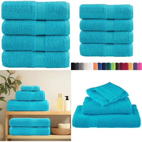 Premium Waschhandtücher SOLUND 4 Stück Türkis 30x30 cm 600 g/m² - Baumwollhandtuch - Gesichts-Handtuch (1/5)