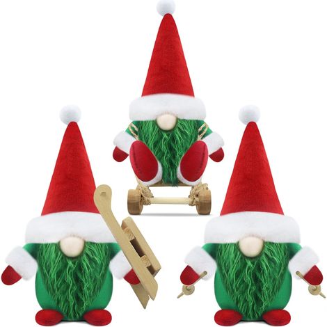 Gnomes de Noël, décoration de Noël, lutin, lot de 3, 17 x 10 x 7 cm (1/5)