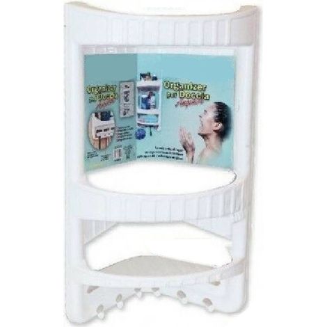 Trade Shop - Organizador De Plástico 3 Estantes Estante Esquinero Con Ducha Accesorios De Baño - (1/2)