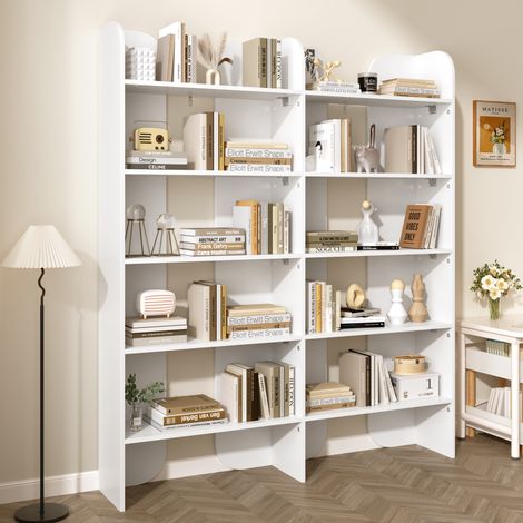 Libreria scaffale autoportante a 5 livelli 135x25x160 cm per soggiorno ufficio camera legno stile moderno - Bianco (1/5)