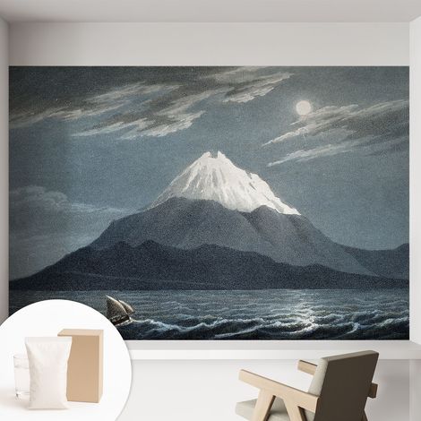 Papier peint avec colle pour décoration moderne de salon chambre à coucher cuisine et bureau Facile Nuit de pleine lune 152x104 cm (1/5)