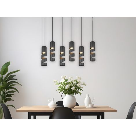 Moderne LED Pendelleuchte 6-flammig aus Metall in Schwarz, B:100cm (1/5)